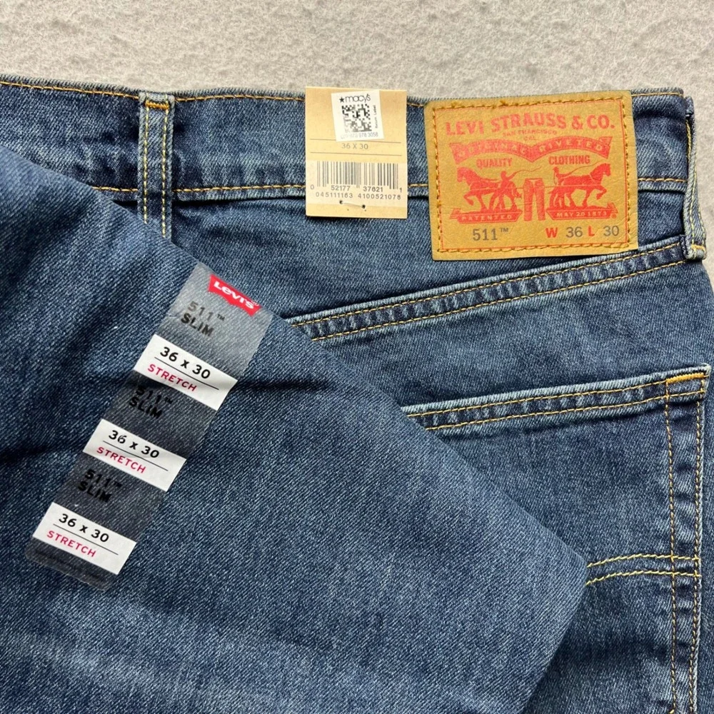 Levi's 511 Slim Jeans Mens 36x30 Medium Wash Stretch Denim 04511-1163